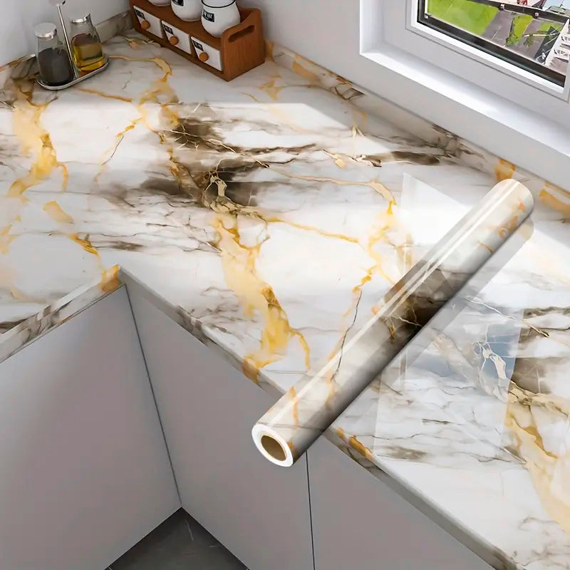 Papel Vinilo Adhesivo De 60 cm x 10 mts Marmol Brillante