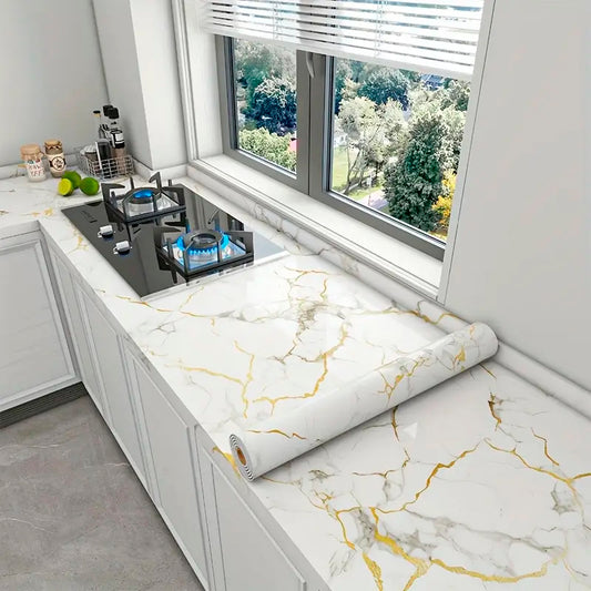 Papel Vinilo Adhesivo De 60 cm x 10 mts Marmol Brillante