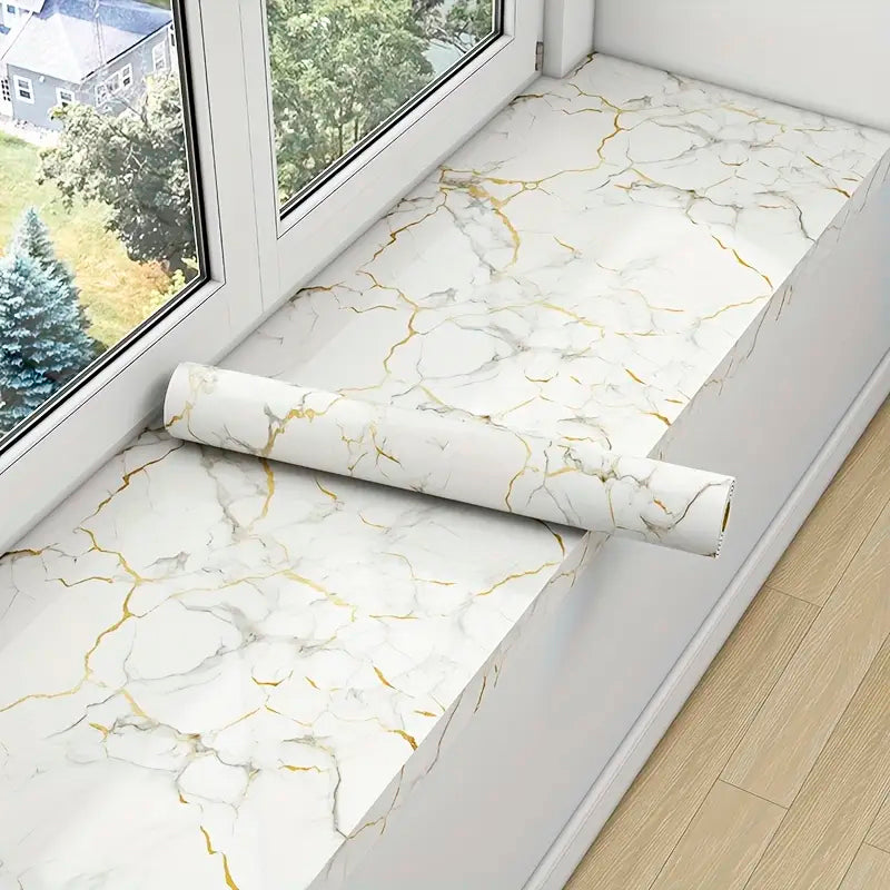 Papel Vinilo Adhesivo De 60 cm x 10 mts Marmol Brillante