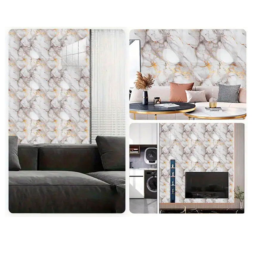 Papel Vinilo Adhesivo De 60 cm x 10 mts Marmol Brillante
