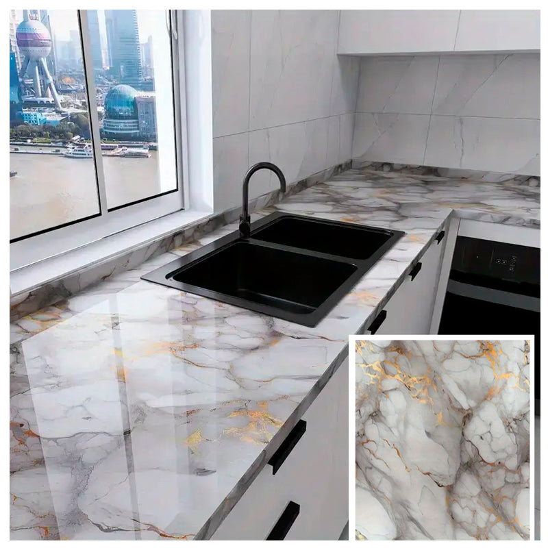 Papel Vinilo Adhesivo De 60 cm x 10 mts Marmol Brillante