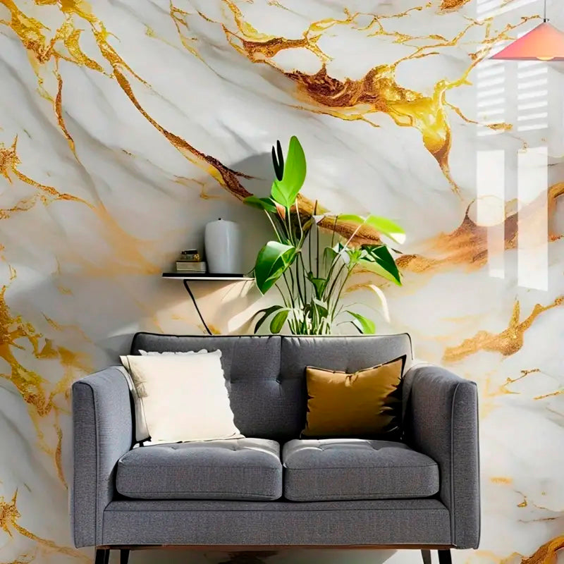 Papel Vinilo Adhesivo De 60 cm x 10 mts Marmol Brillante