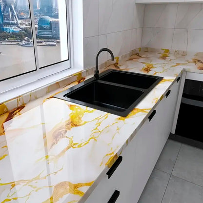 Papel Vinilo Adhesivo De 60 cm x 10 mts Marmol Brillante