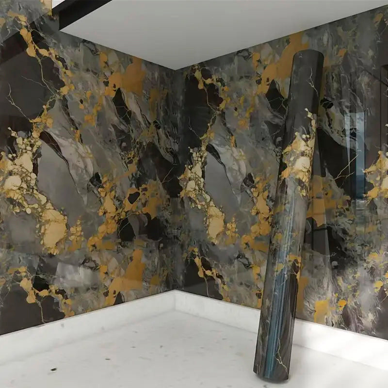 Papel Vinilo Adhesivo De 60 cm x 10 mts Marmol Brillante