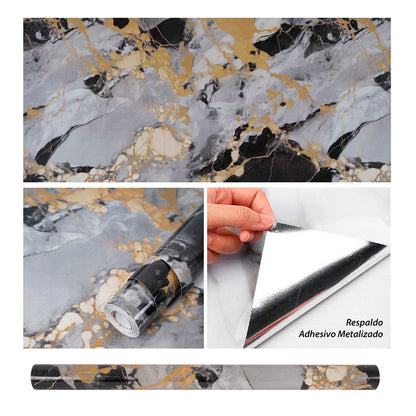 Papel Vinilo Adhesivo De 60 cm x 10 mts Marmol Brillante