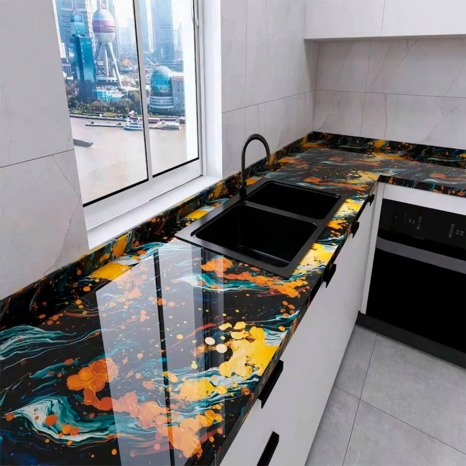 Papel Vinilo Adhesivo De 60 cm x 10 mts Marmol Brillante