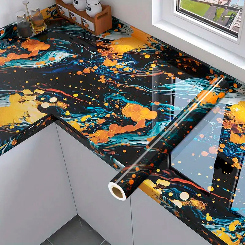 Papel Vinilo Adhesivo De 60 cm x 10 mts Marmol Brillante
