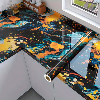 Papel Vinilo Adhesivo De 60 cm x 10 mts Marmol Brillante