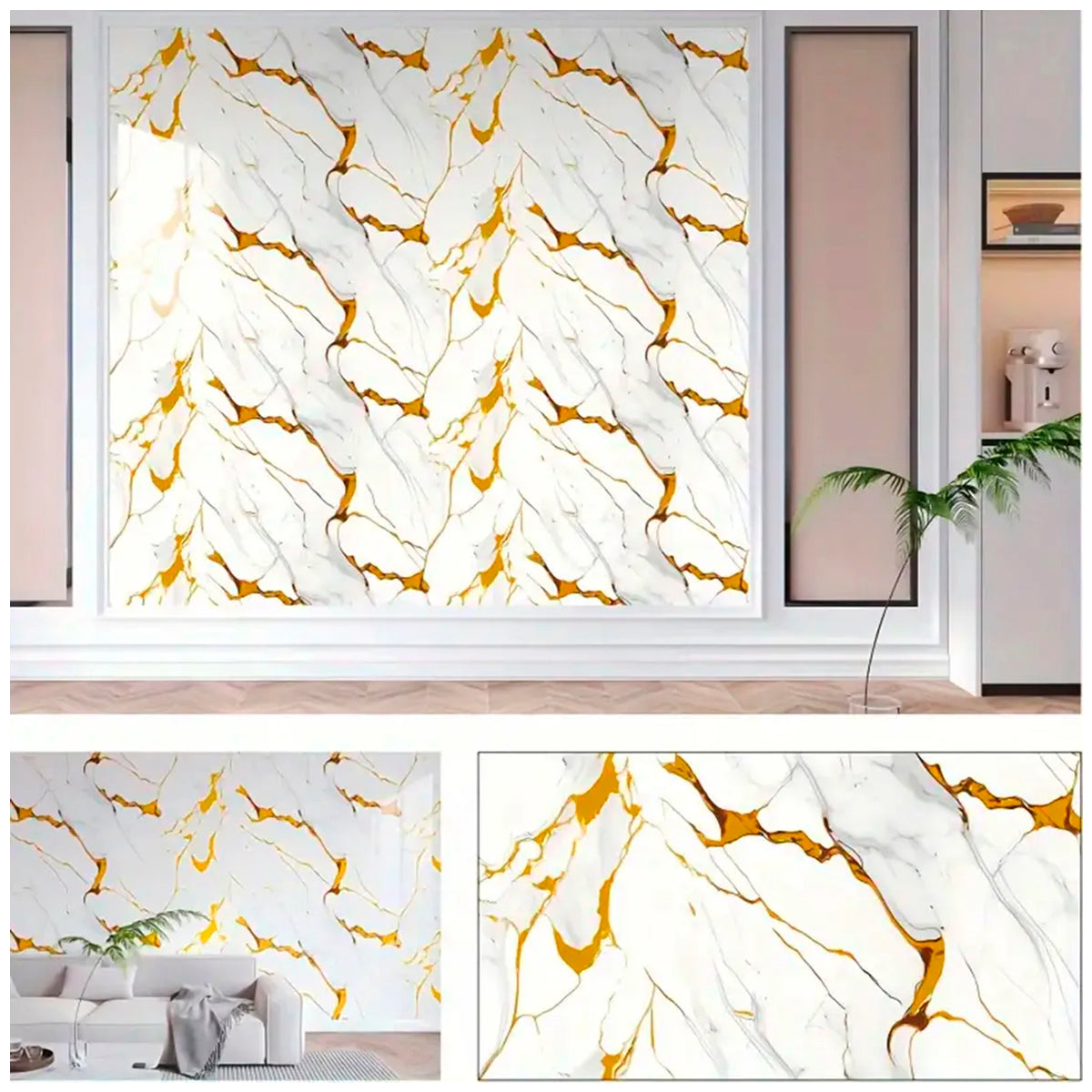Papel Vinilo Adhesivo De 60 cm x 10 mts Marmol Brillante