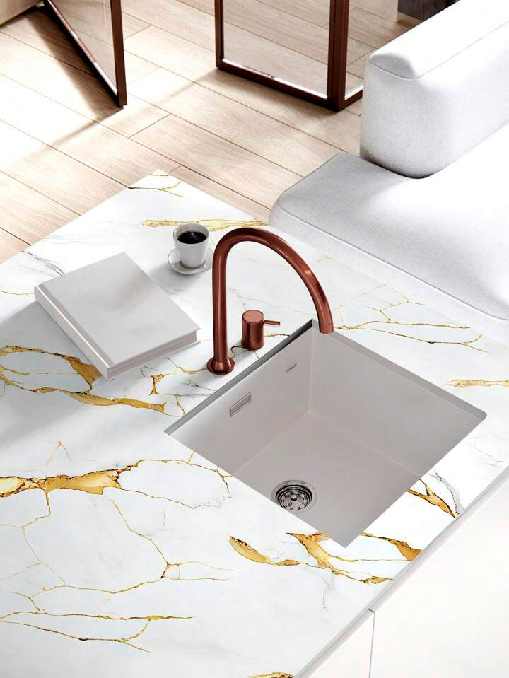 Papel Vinilo Adhesivo De 60 cm x 10 mts Marmol Brillante