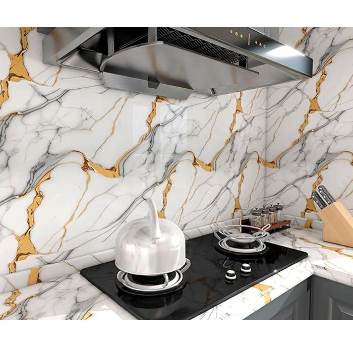 Papel Vinilo Adhesivo De 60 cm x 10 mts Marmol Brillante