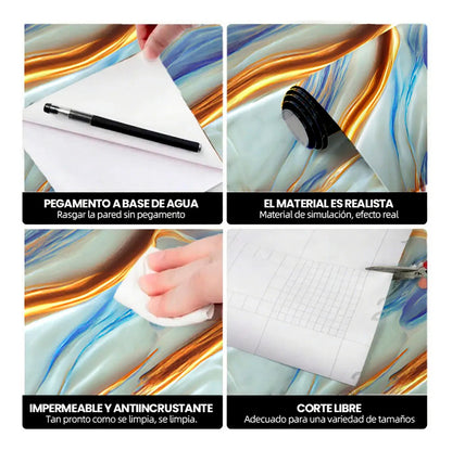 Papel Vinilo Adhesivo De 60 cm x 10 mts Marmol Brillante