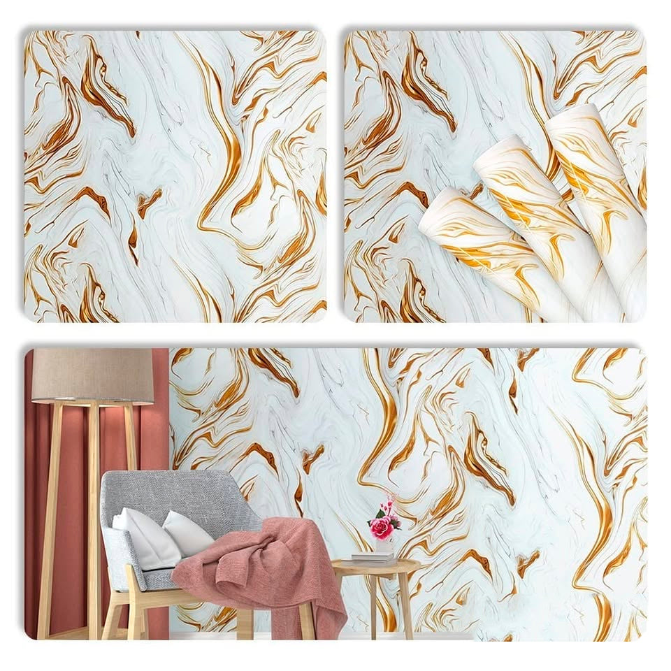 Papel Vinilo Adhesivo De 60 cm x 10 mts Marmol Brillante