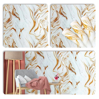 Papel Vinilo Adhesivo De 60 cm x 10 mts Marmol Brillante