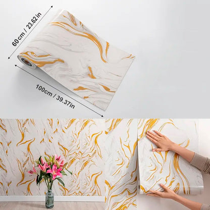 Papel Vinilo Adhesivo De 60 cm x 10 mts Marmol Brillante