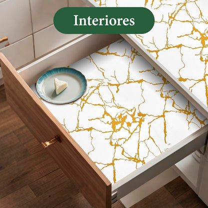 Papel Vinilo Adhesivo De 60 cm x 10 mts Marmol Brillante