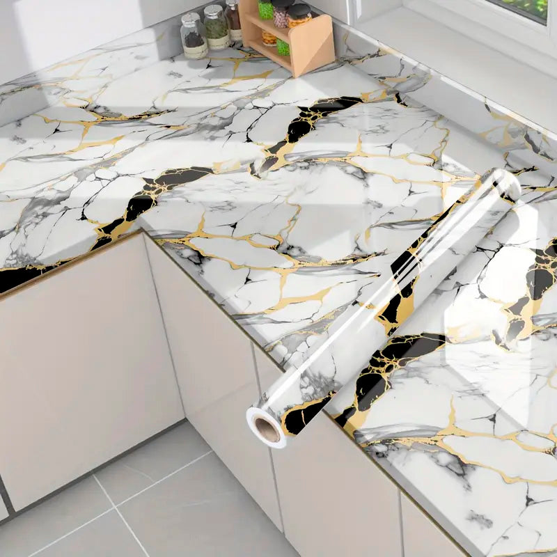 Papel Vinilo Adhesivo De 60 cm x 10 mts Marmol Brillante