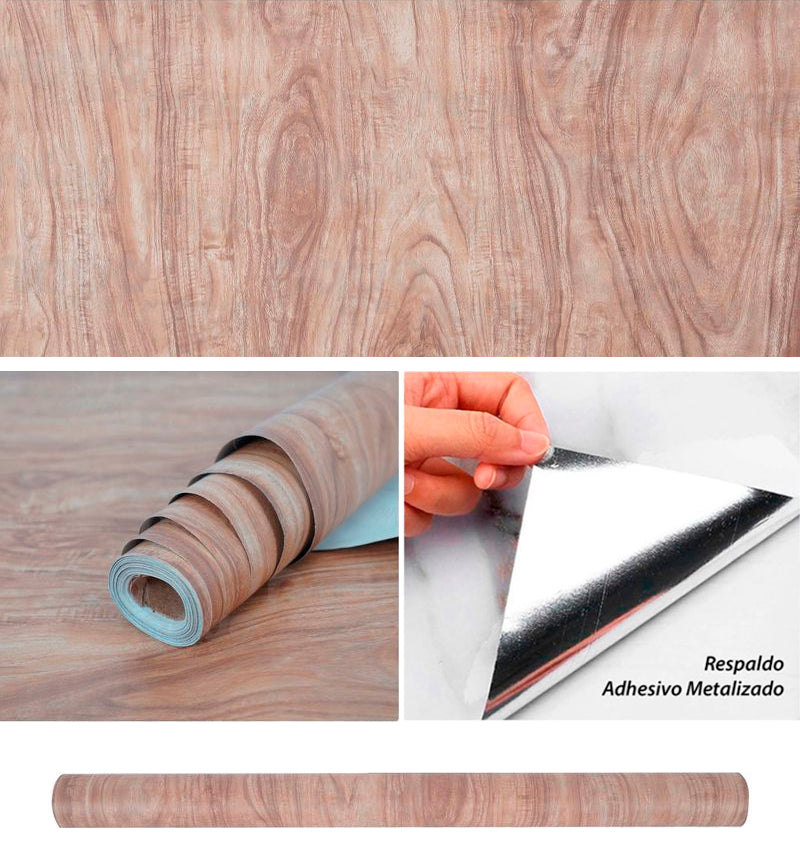Papel Vinilo Adhesivo De 60 cm x 10 mts Madera