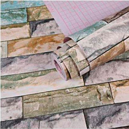 Papel Vinilo Adhesivo De 45 cm x 10 mts Ladrillo Rustico