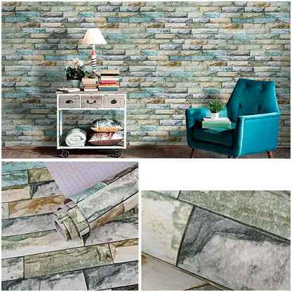 Papel Vinilo Adhesivo De 45 cm x 10 mts Ladrillo Rustico