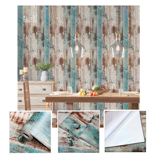 Papel Vinilo Adhesivo De 45 cm x 10 mts Madera Rustica