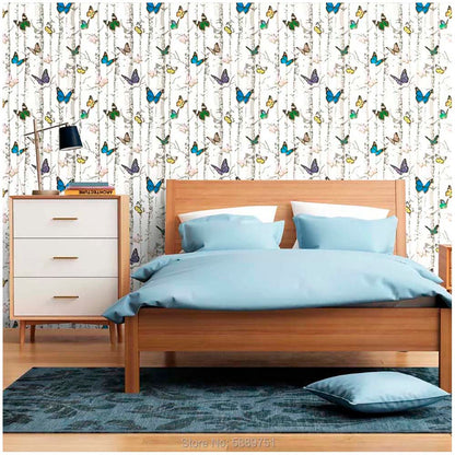 Papel Vinilo Adhesivo De 45 cm x 10 mts Blanco Mariposas