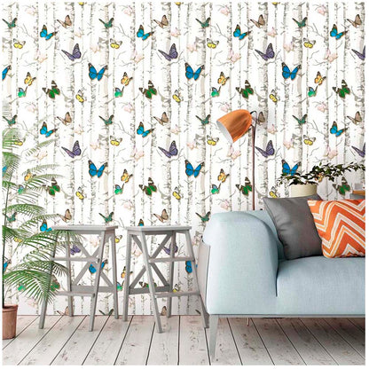 Papel Vinilo Adhesivo De 45 cm x 10 mts Blanco Mariposas