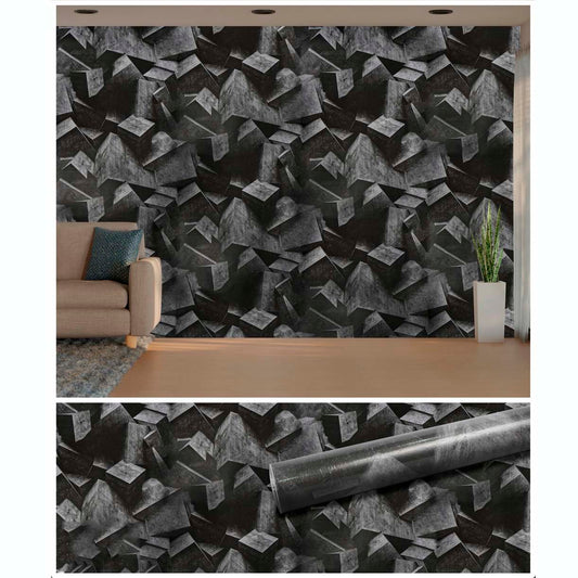 Papel Vinilo Adhesivo De 45 cm x 10 mts Negro Efecto 3D