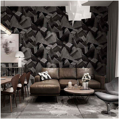 Papel Vinilo Adhesivo De 45 cm x 10 mts Negro Efecto 3D