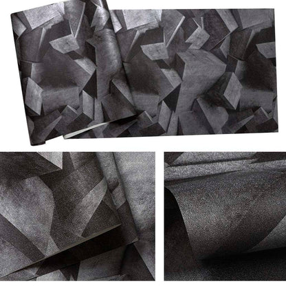 Papel Vinilo Adhesivo De 45 cm x 10 mts Negro Efecto 3D