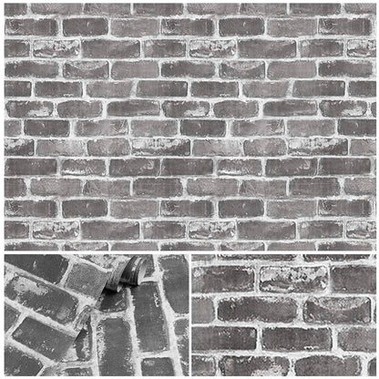 Papel Vinilo Adhesivo De 45 cm x 10 mts Ladrillo Gris