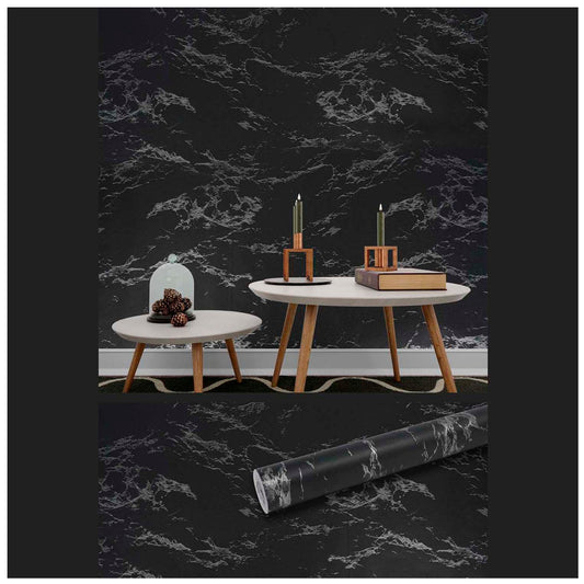Papel Vinilo Adhesivo De 45 cm x 10 mts Mamol Negro