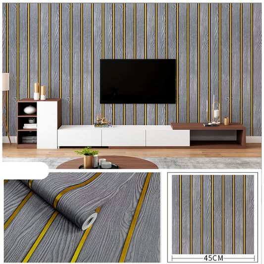 Papel Vinilo Adhesivo De 45 cm x 10 mts Liston Tipo Madera