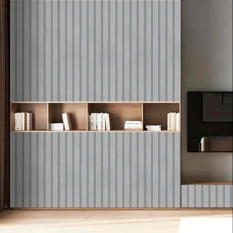 Papel Vinilo Adhesivo De 45 cm x 10 mts Tipo Madera Gris