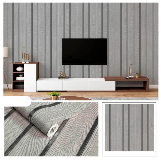 Papel Vinilo Adhesivo De 45 cm x 10 mts Tipo Madera Gris