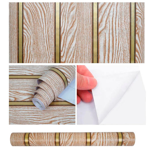 Papel Vinilo Adhesivo De 45 cm x 10 mts Madera