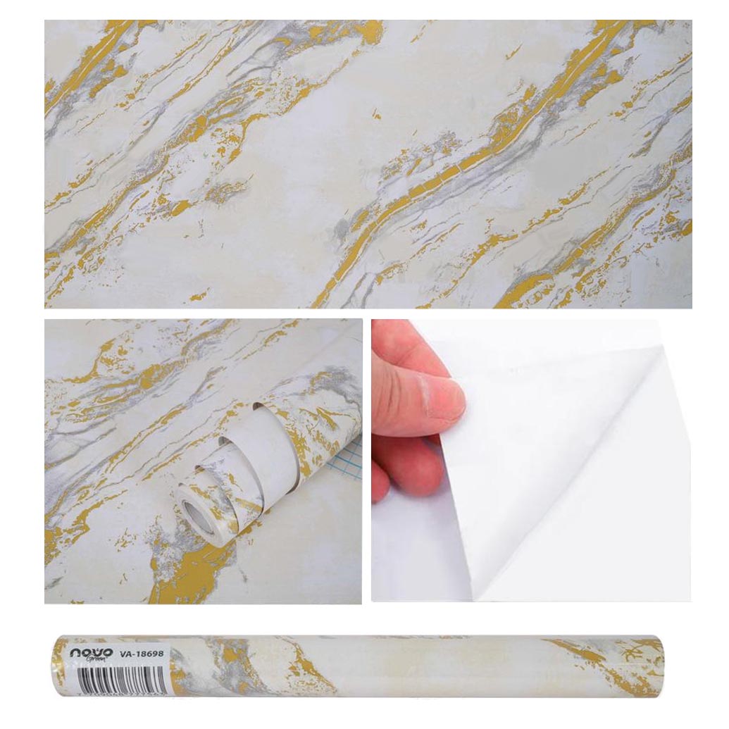 Papel Vinilo Adhesivo De 45 cm x 10 mts Efecto 3D Marmol