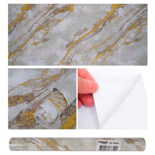 Papel Vinilo Adhesivo De 45 cm x 10 mts Efecto 3D Marmol