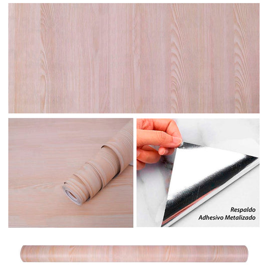 Papel Vinilo Adhesivo De 60 cm x 10 mts Madera