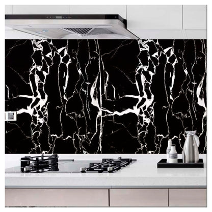Papel Vinilo Adhesivo De 45 cm x 10 mts Mármol Negro Mate