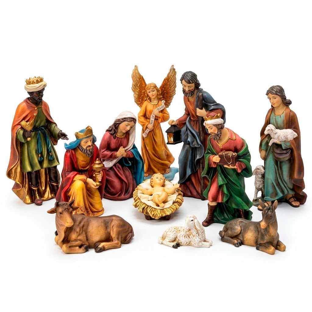 Juego Nacimiento Pesebre De 20 cm Con 11 Piezas