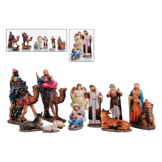 Pesebre De 15 Cm Con Reyes a Camello Con 11 Piezas