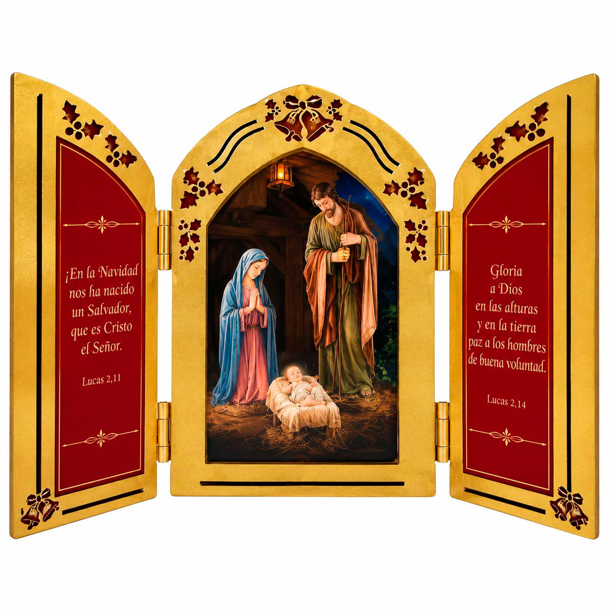 Tríptico Sagrada Familia En Madera De 15 x 25 cm