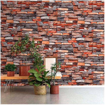 Papel Vinilo Adhesivo De 45 cm x 10 mts Piedra Rustico