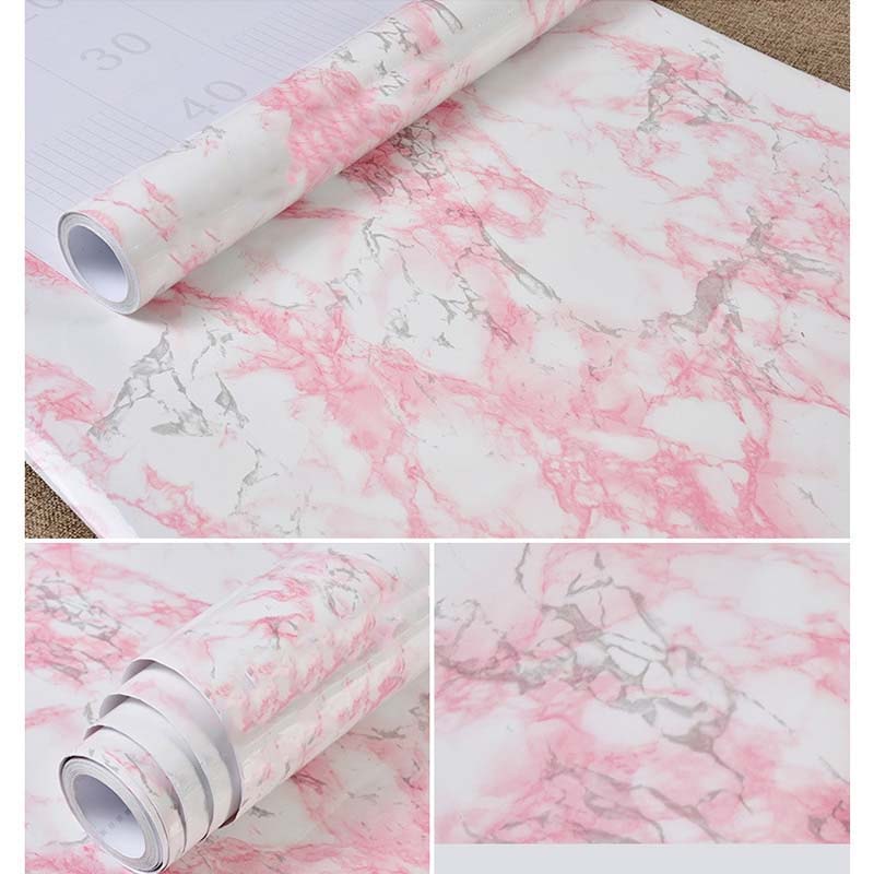 Papel Vinilo Adhesivo De 45 cm x 10 mts Mármol Rosa Mate