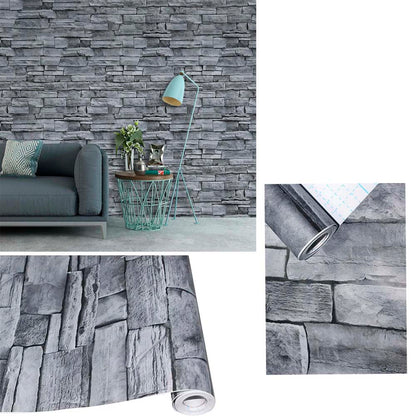 Papel Vinilo Adhesivo De 45 cm x 10 mts Ladrillo Gris