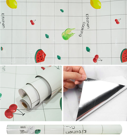 Papel Vinilo Adhesivo De 60 cm x 10 mts Brillante Cocina