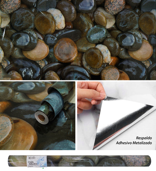 Papel Vinilo Adhesivo De 60 cm x 10 mts Brillante Rocas
