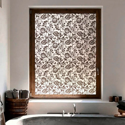 Papel Adhesivo Tipo Vitral Floral Negro De 2 mts x 90 mts