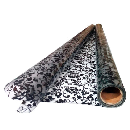 Papel Adhesivo Tipo Vitral Floral Negro De 2 mts x 90 mts